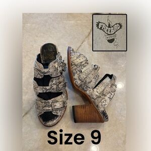Freebird by Steven Snakeskin Heeled Boots - Black and Gray size 9